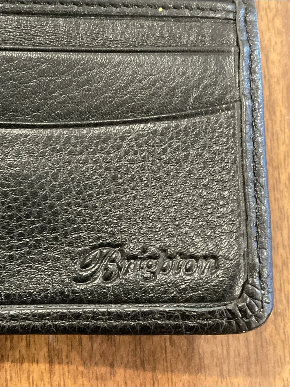 Brighton Black Leather pebble Wallet with Silver Decorative Chain Accent